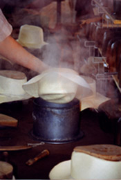Steaming a Panama hat body
