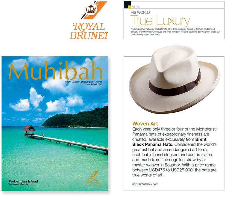 Royal Brunei's Inflight Magazine Featured My Hats