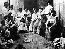 Panama Hats Historical Weavers. A group of Weavers in Ecuador around 1900