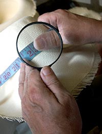 Grading hats with a magnifying glass