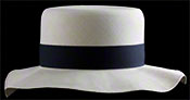 Marcie Polo Montecristi Panama hat with a “wobbly” brim viewed from the front