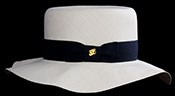 Marcie Polo Montecristi Panama hat with a “wobbly” brim viewed from the back