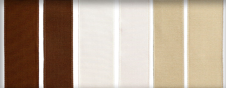 Ribbons in Sienna, White Sand, and Parchment shown in various widths